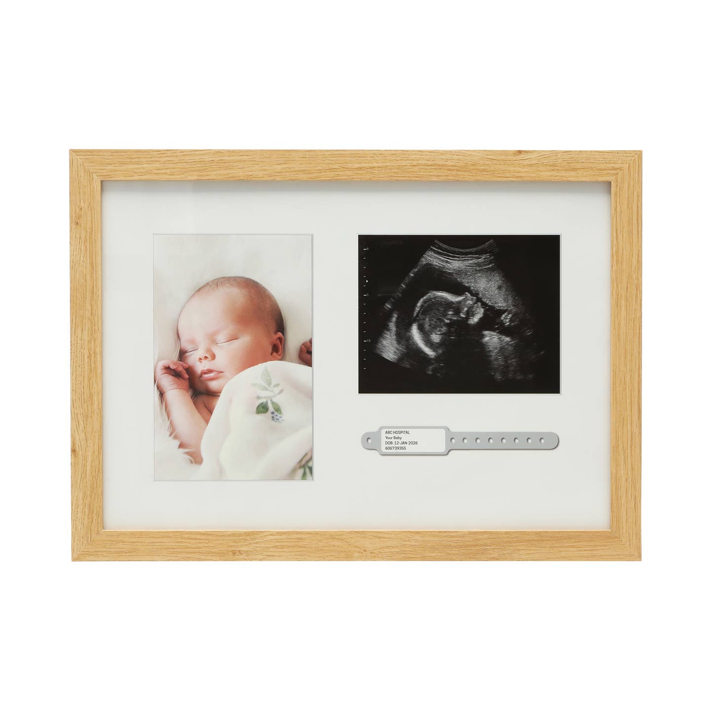 Kate & Milo Hospital Id Bracelet, Photo & Sonogram Frame, Natural