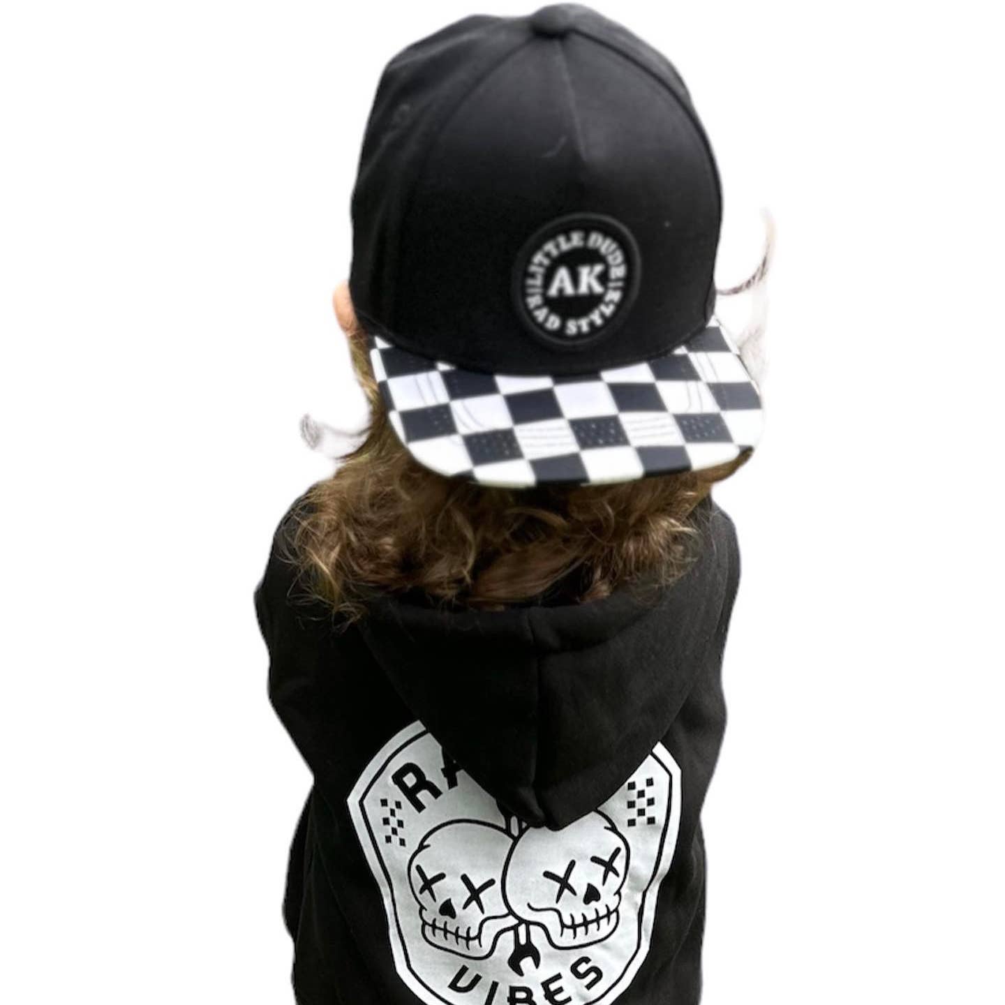 Model Wearing AK Clothing Co. Ak Original Snapback - Black & White Checker