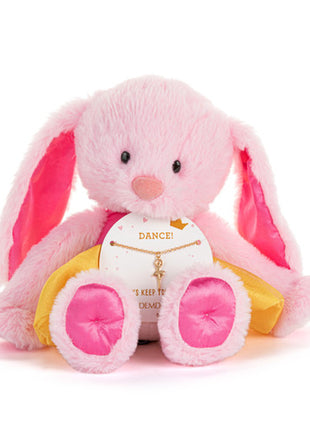 Demdaco Pink Bunny + Dance Necklace - 9in