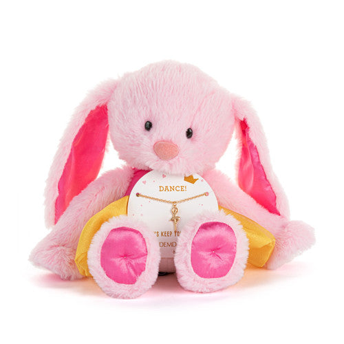 Demdaco Pink Bunny + Dance Necklace - 9in