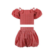Lola And The Boys Plaid Bow Bubble Skort Set Front