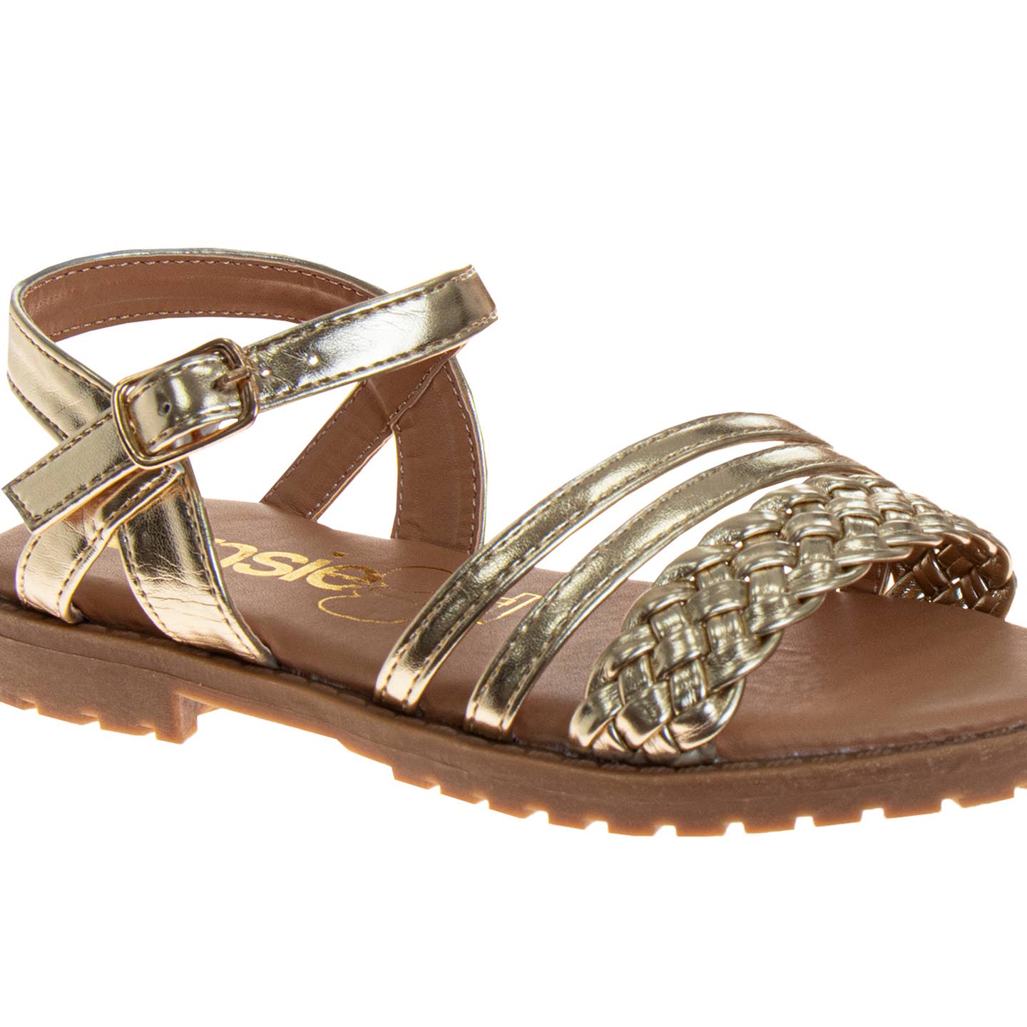 Multi-Strap Braided Sandals - Gold