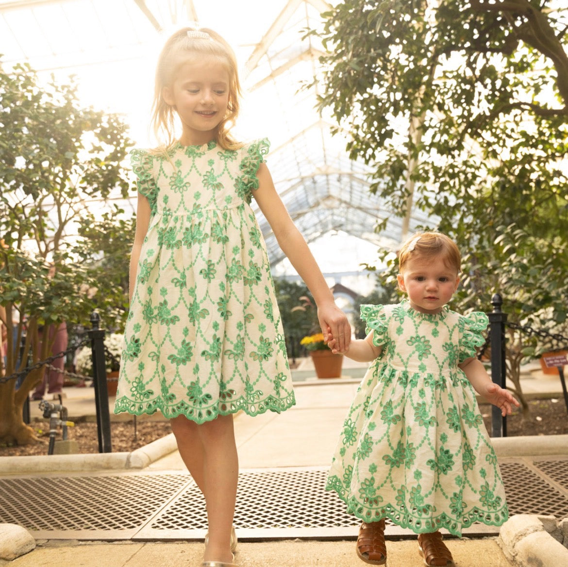 Models Wearing Pink Chicken Girls Cynthia Dress - Kelly Green
