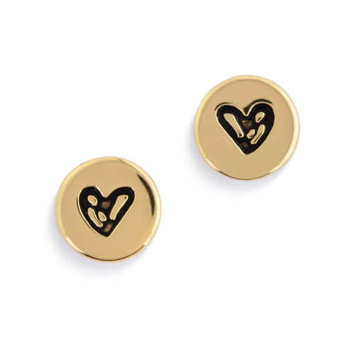 Demdaco Follow Your Heart Gold Earrings - 6.5mm