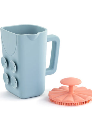 Demdaco Pink Bathtime Brush + Blue Cup