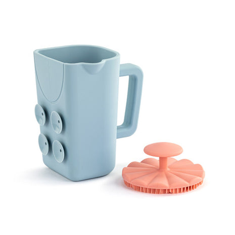 Demdaco Pink Bathtime Brush + Blue Cup