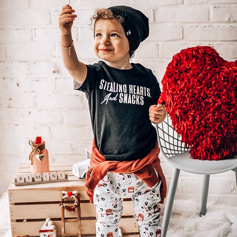 Model Wearing Sonrise State Stealing Hearts & Snacks Boy's T-Shirt