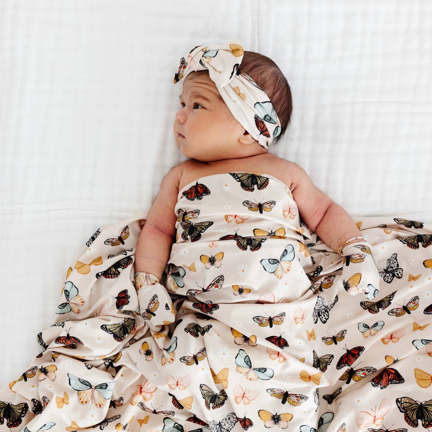 Model Wearing Lou Lou & Company Amelia Headband & Knotted Gown 