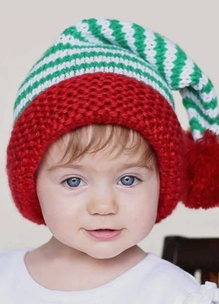 Model Wearing Huggalugs Peppermint Twist Knit Hat