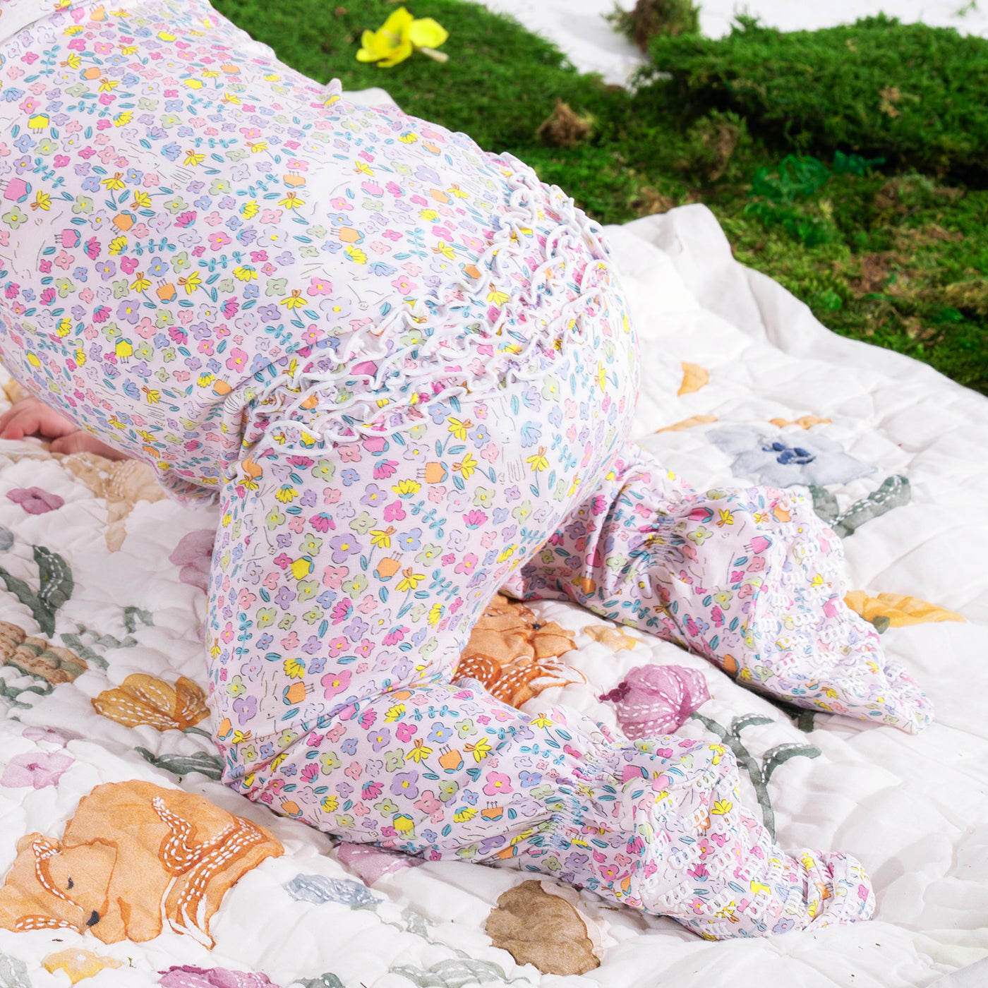 Model Wearing Magnetic Me Bunny Blossom Modal Magnetic Footie