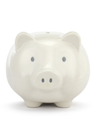 Demdaco Neutral Ceramic Classic Piggy Bank - 7x5.5x6in