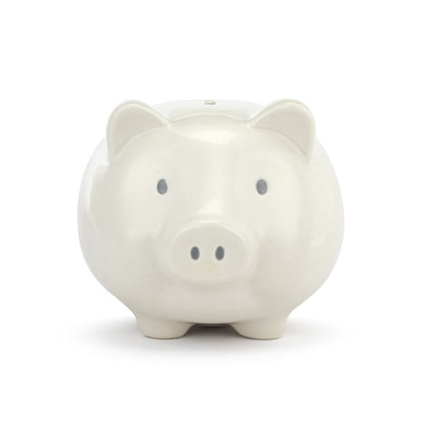 Demdaco Neutral Ceramic Classic Piggy Bank - 7x5.5x6in