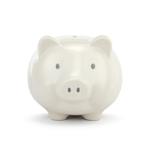 Demdaco Neutral Ceramic Classic Piggy Bank - 7x5.5x6in