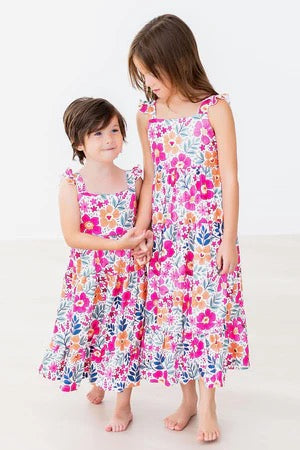 Modeling Wearing Mila & Rose Garden Party Ruffle Maxi Dress