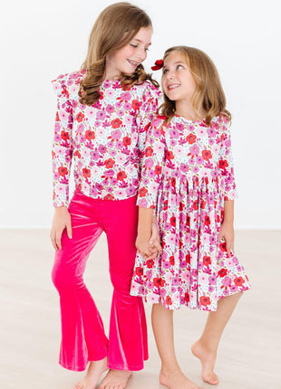 Model Wearing Mila & Rose Secret Garden 3/4 Pocket Twirl Dress