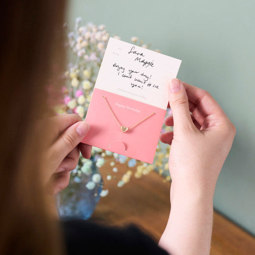 Demdaco "Happy Birthday" Floral Card & Gold Necklace-16in