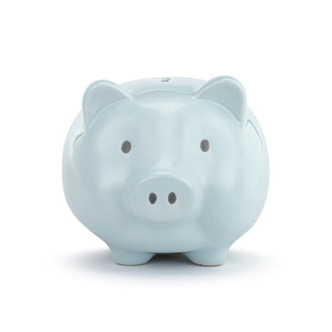 Demdaco Blue Ceramic Classic Piggy Bank - 7x5.5x6in