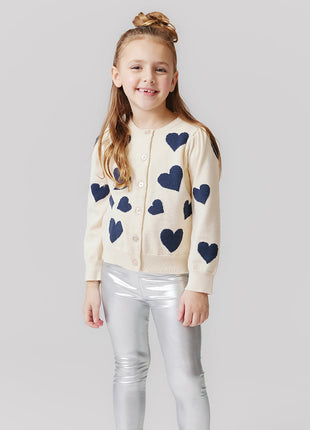 Model Wearing Pink Chicken Girls Lame Leggings Silver 