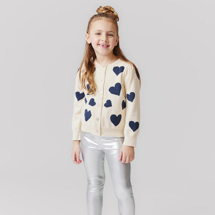 Model Wearing Pink Chicken Girls Lame Leggings Silver 