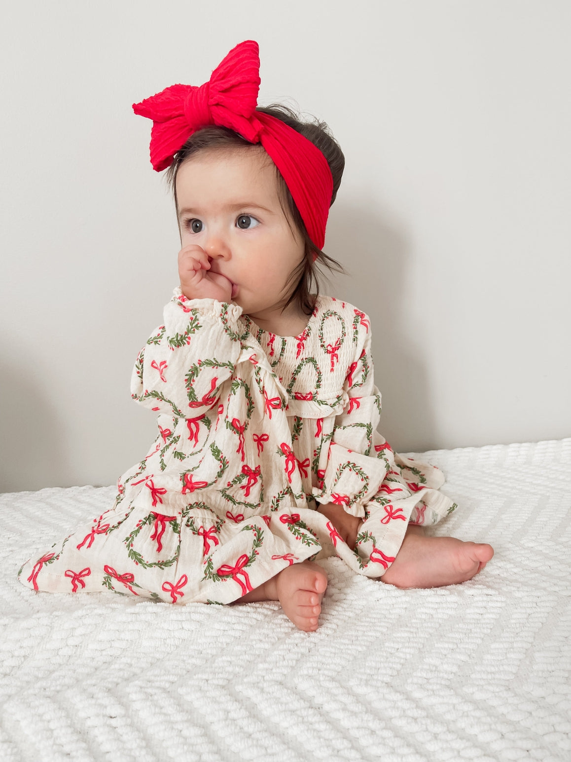 Model Wearing SpearmintLOVE Smocked Ruffle Tiered Dress, Wreath