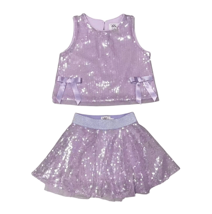 Lola And The Boys Pastel Sequin Bow Set - Lavender