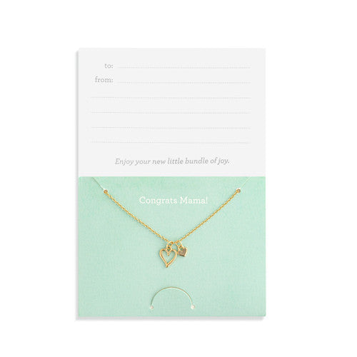 Demdaco "Congrats Mama" Floral Card & Gold Necklace - 16in