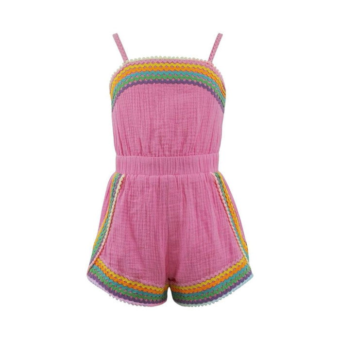 Lola And The Boys Pink Rainbow Summer Romper Front