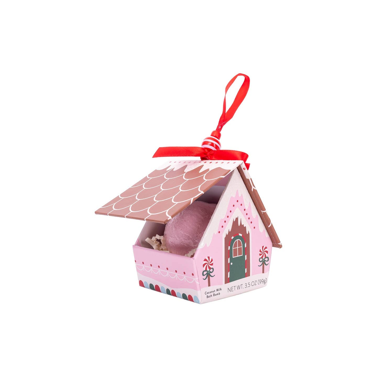 Cait + Co Bath Bomb Christmas Ornament House - Pink