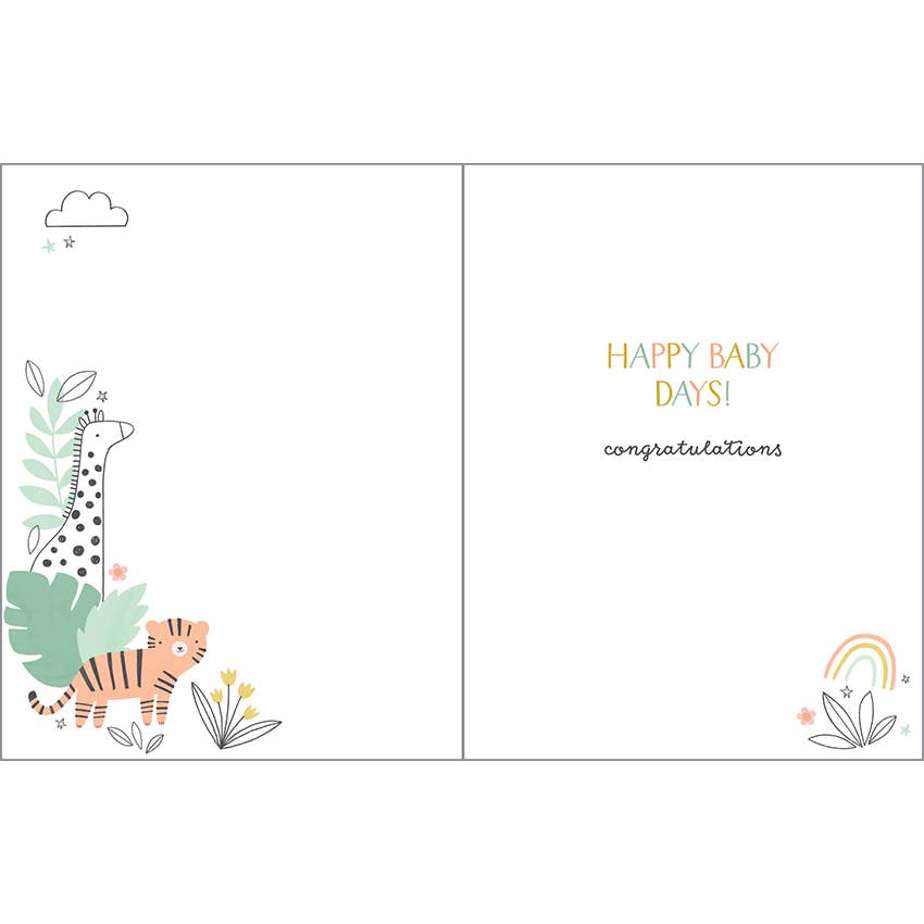 Gina B Designs Baby Greeting Card - in the Jungle Inside