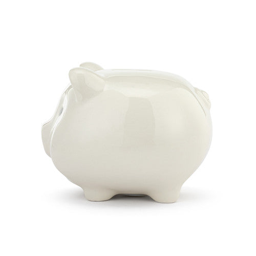 Demdaco Neutral Ceramic Classic Piggy Bank - 7x5.5x6in