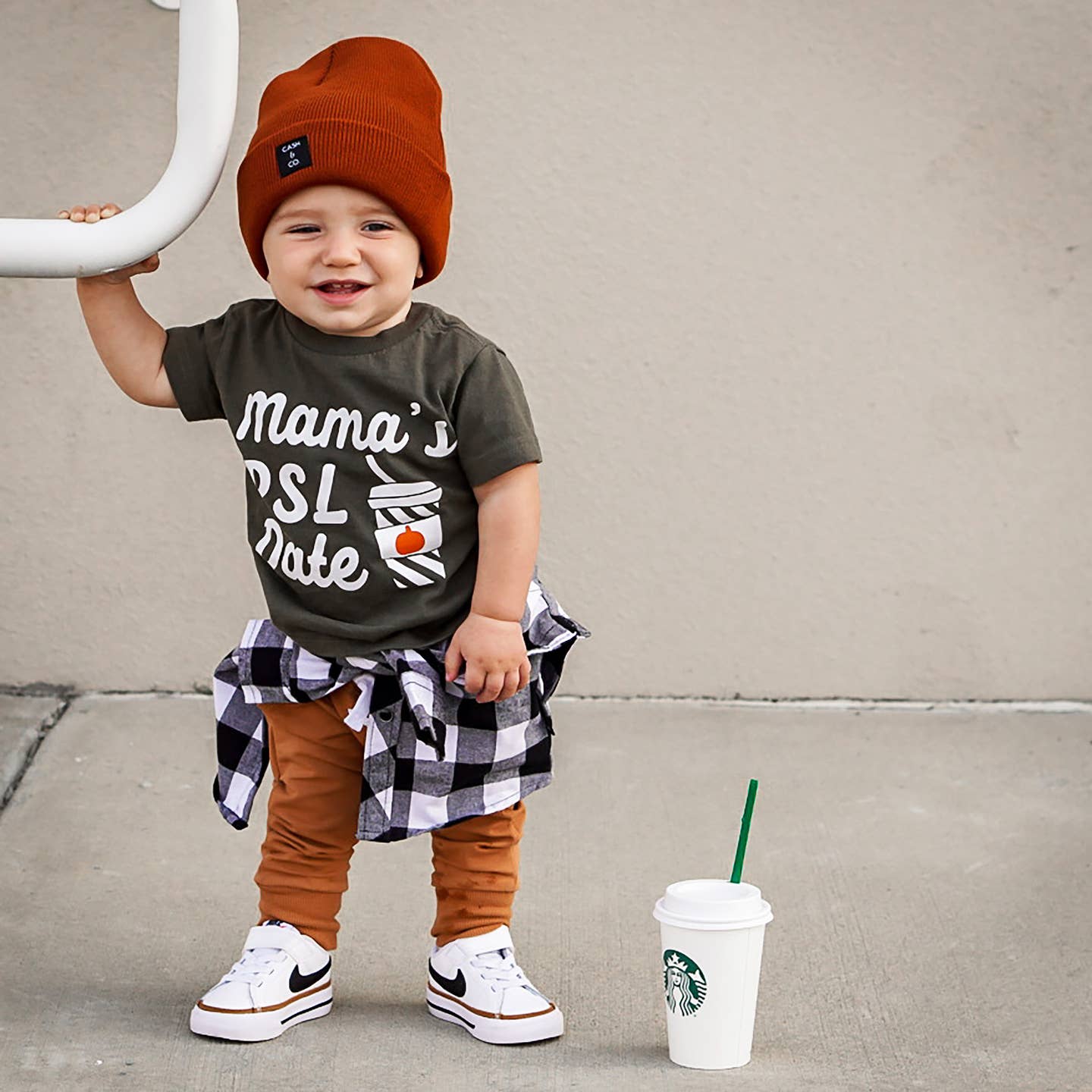 Model Wearing Sonrise State Mama's Psl Date Fall Baby Boy or Toddler T-Shirt