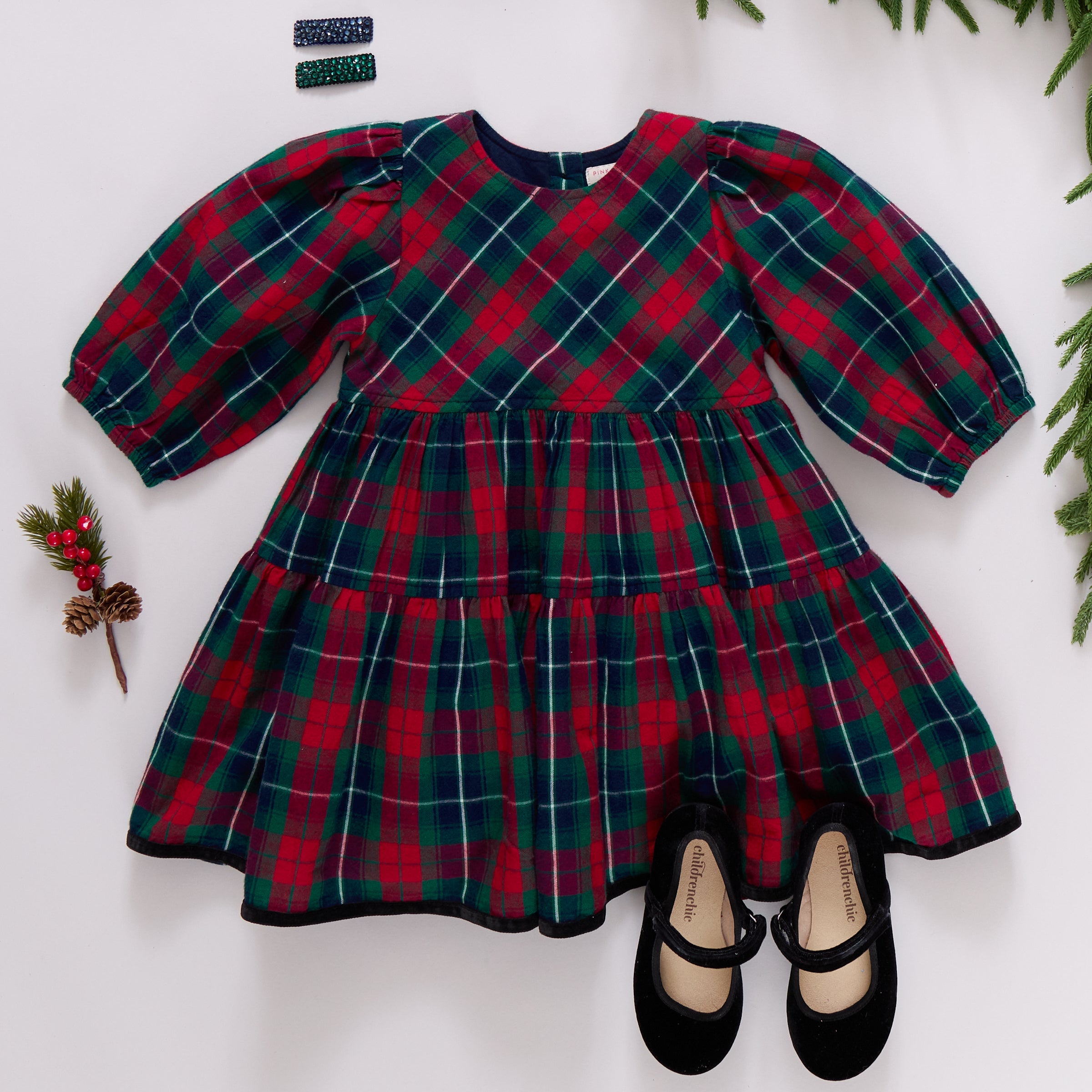 Pink Chicken Girls Maribelle Dress - Red Tartan