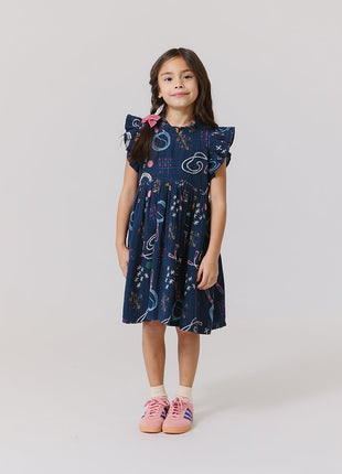 Model Wearing Pink Chicken Girls Jennifer Dress - Tic Tac Toe