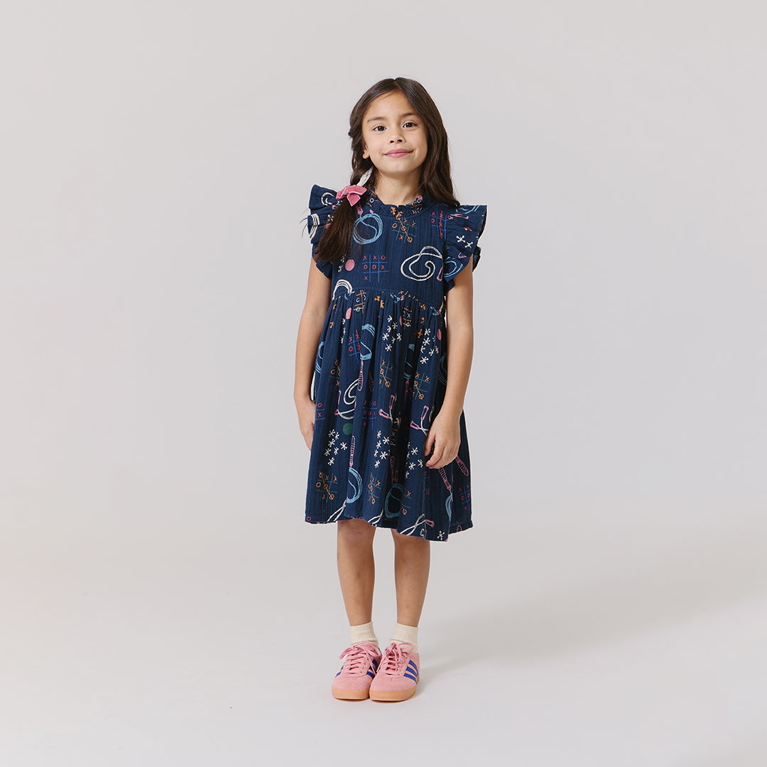 Model Wearing Pink Chicken Girls Jennifer Dress - Tic Tac Toe