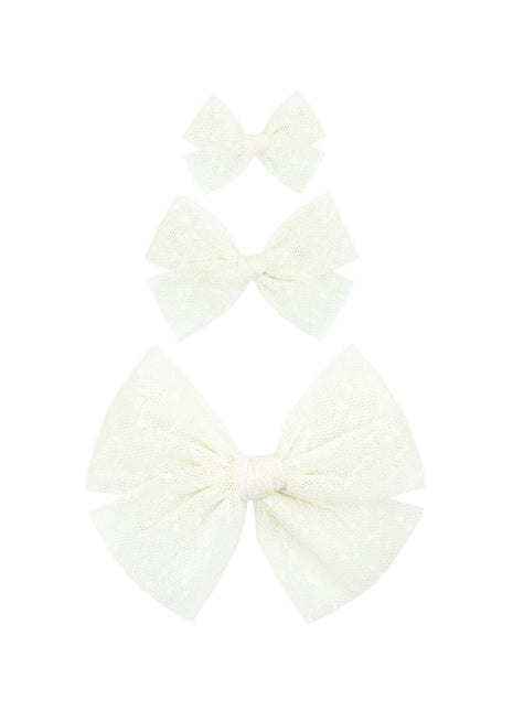 Lou Lou & Company Tulle Bow - Ivory Dot Clip