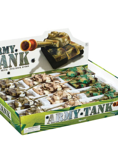 Toysmith Pull Back Army Tanks, Assorted, 4.5"