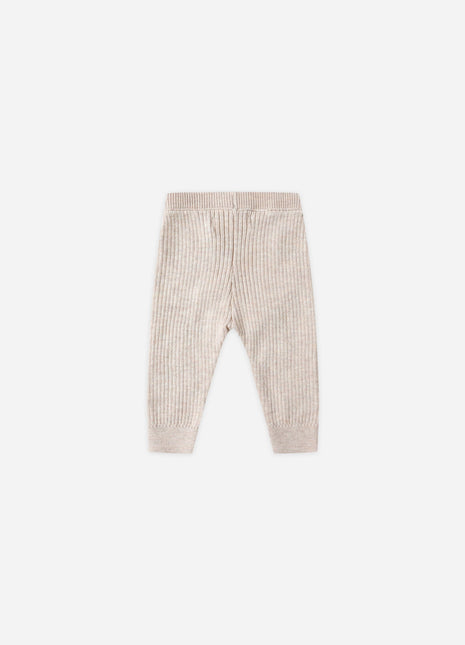 Quincy Mae Rib Knit Legging || Heathered Oatmeal Back