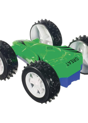 Toysmith Flip Car, Friction Pull-Back, Action Packed, Indoor/Outdoor - Green/Blue