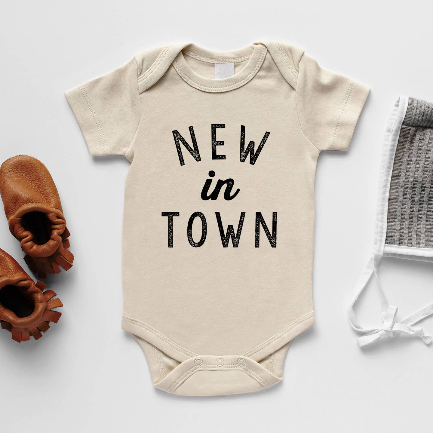 Gladfolk Cream New in Town Organic Baby Bodysuit