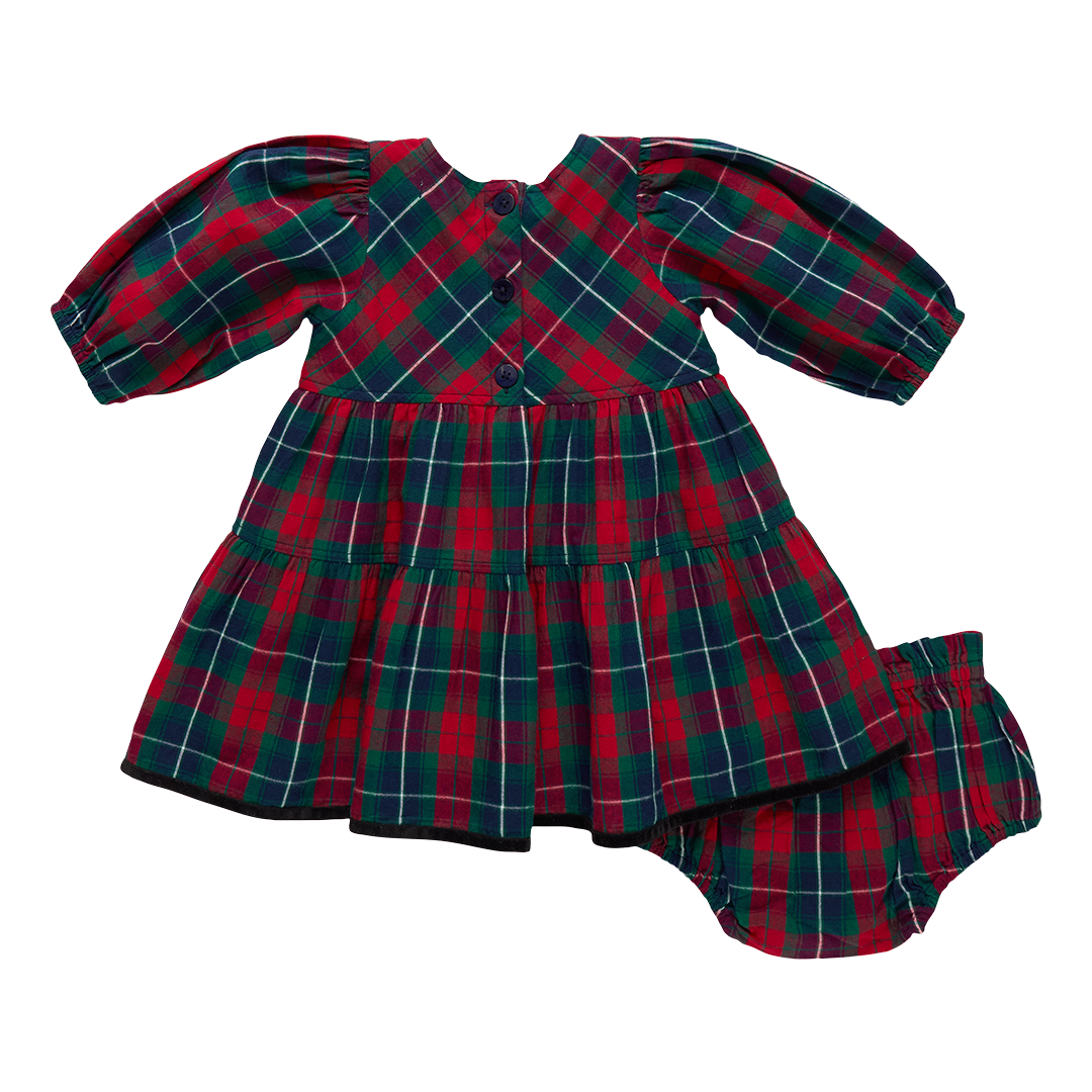 Pink Chicken Baby Girls Maribelle Dress Set - Red Tartan Back