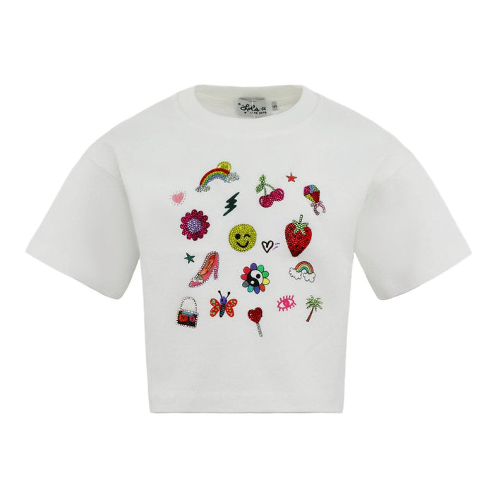 Lola And The Boys Sparkle Doodle Crop T-shirt Front