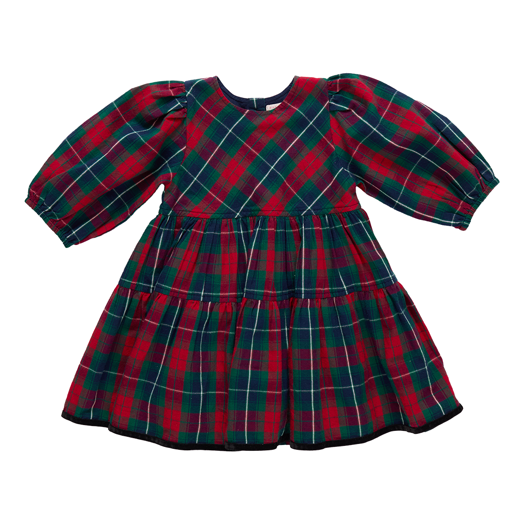 Pink Chicken Girls Maribelle Dress - Red Tartan Front
