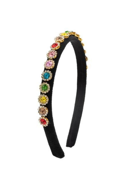 Bari Lynn Velvet Jewel Headband - Black