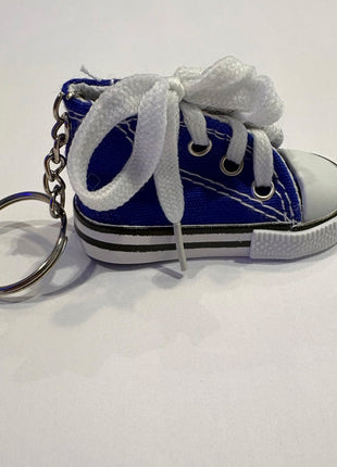 Love And Repeat Canvas Rubber Sole Sneakers Novelty Key Chain - Blue