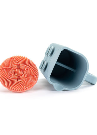 Demdaco Pink Bathtime Brush + Blue Cup