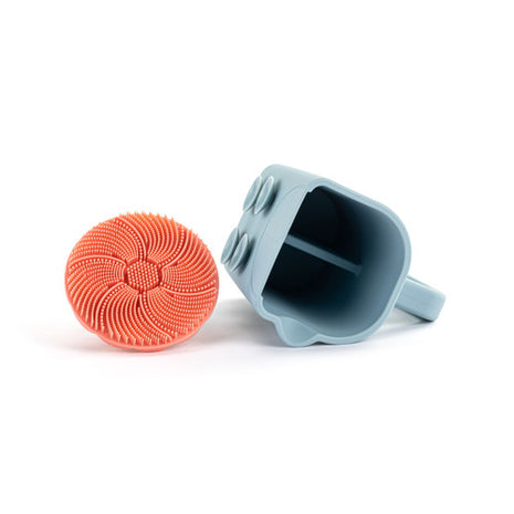 Demdaco Pink Bathtime Brush + Blue Cup