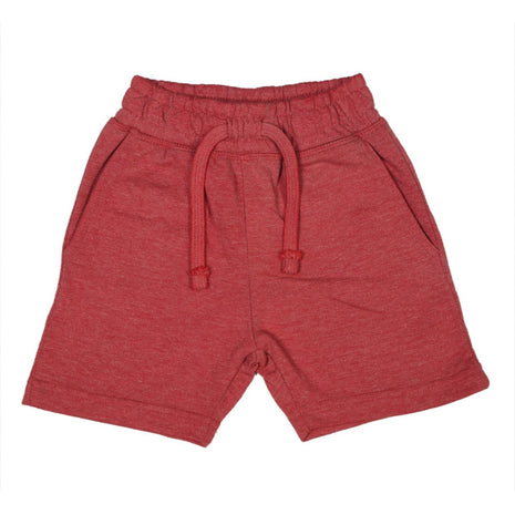 Baby Steps And Mish Kids Kids Heathered Comfy Shorts - Red Front
