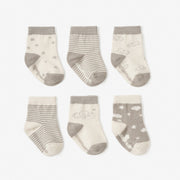 Elegant Baby Elephant Non Slip Baby Socks 6pk
