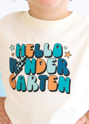 Model Wearing Sweet Wink Hello Kindergarten Short Sleeve T-Shirt - Natural
