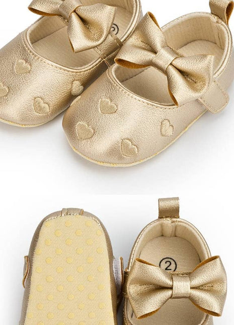 Kids Charm Online Metallic Gold Infant Shoes with Velcro. HMZ161G